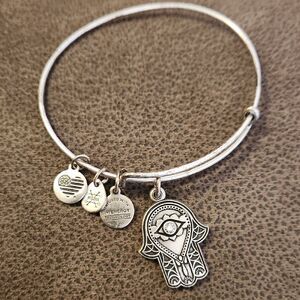Alex and Ani Silver Hamsa and Heart Charm Bracelet